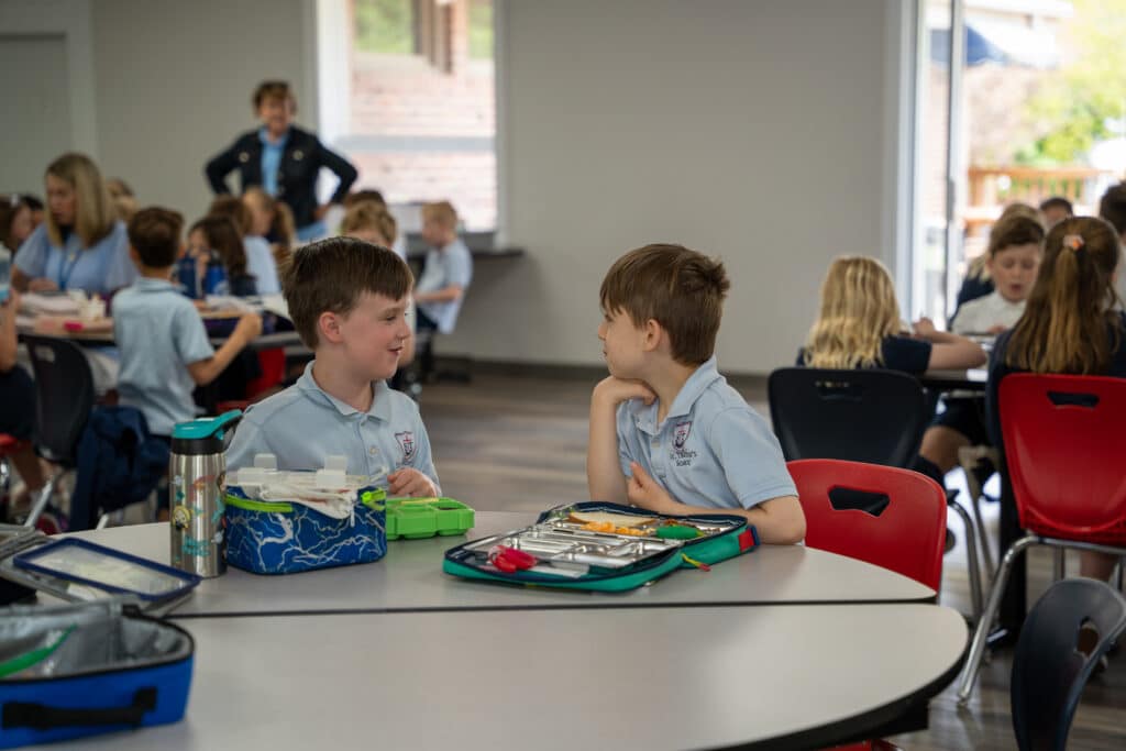 St. Timothy's students in the cafeteria