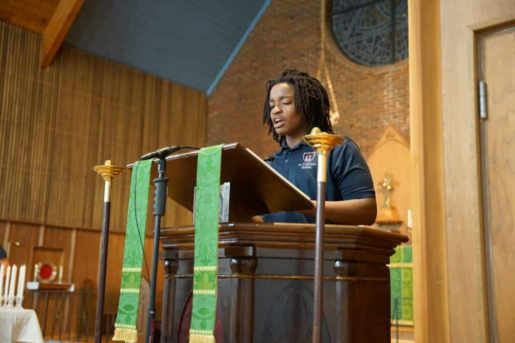 Member of the National Junior Honor Society giving a speech