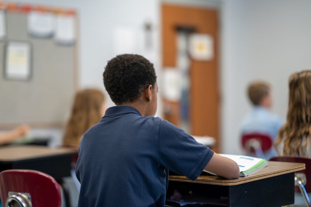 Student listening in class