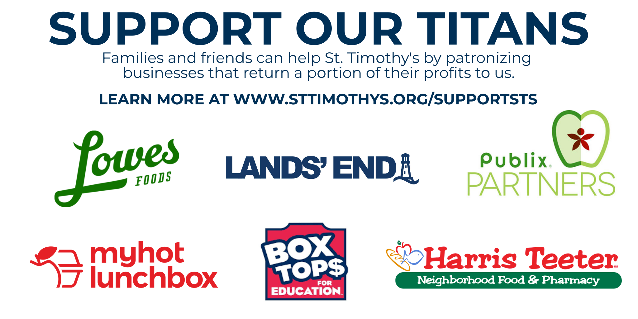 Give to St. Timothy's School by purchasing items at these local businesses
